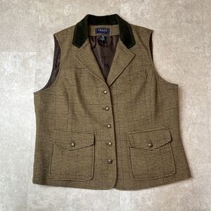 Vintage Chaps Denim Women's Houndstooth Tweed Vest Size XL